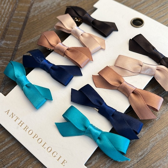 Anthropologie Small  Silky  Satin Hair Bows Set -new with tags - Picture 2 of 2
